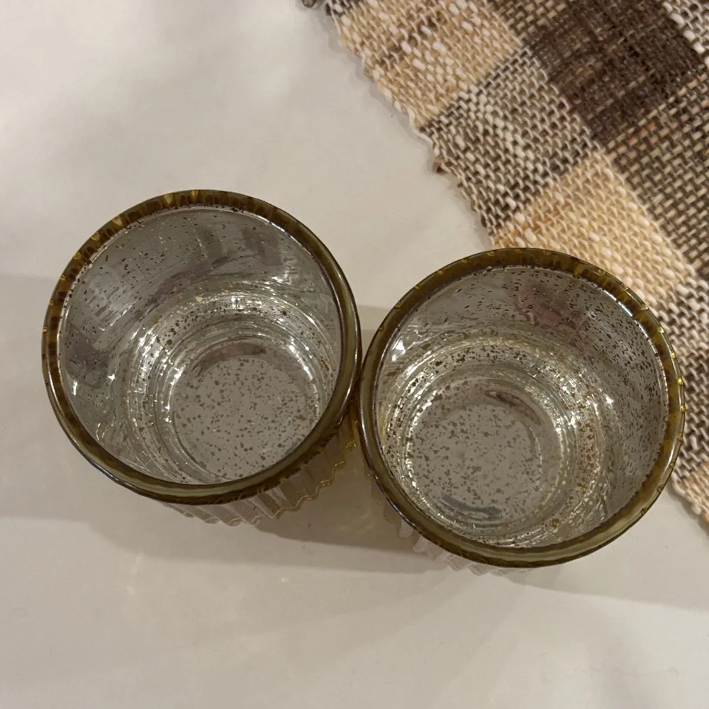 Mercury glass votive holders gold silver speckled Golden Glass Candle Holders